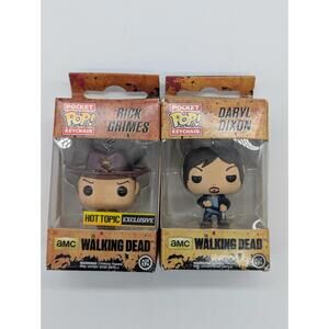 Funko Pocket Pop! Keychain Walking Dead Rick Grimes  & Daryl Dixon Figure New